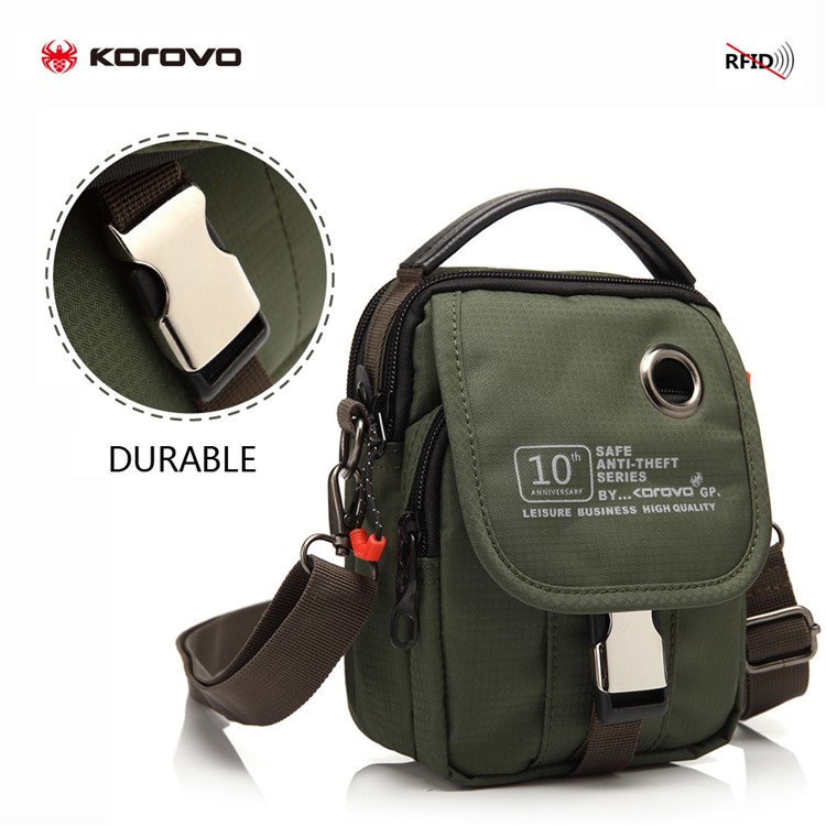 KOROVO RFID Signal Shielding Shoulder Bag Anti-degaussing Anti-theft Wallet Case Anti-theft Waist Bag (B9802) - Army Green-5