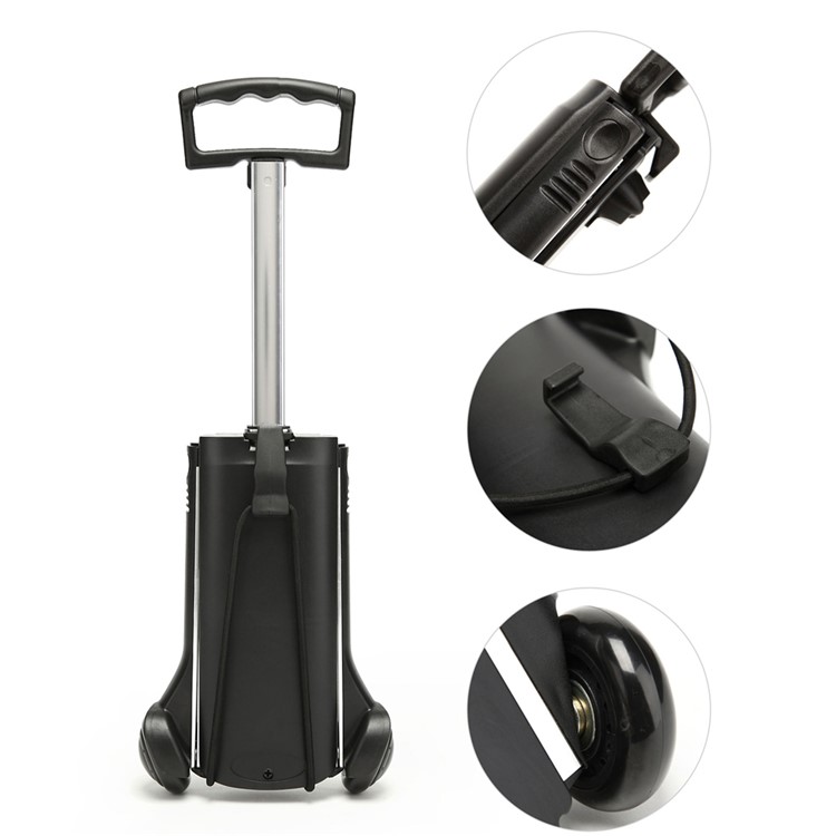 KOROVO Folding Shopping Luggage Cart Trolley Retractable Aluminum Alloy Bike Trailer (JX830A) - Black-2