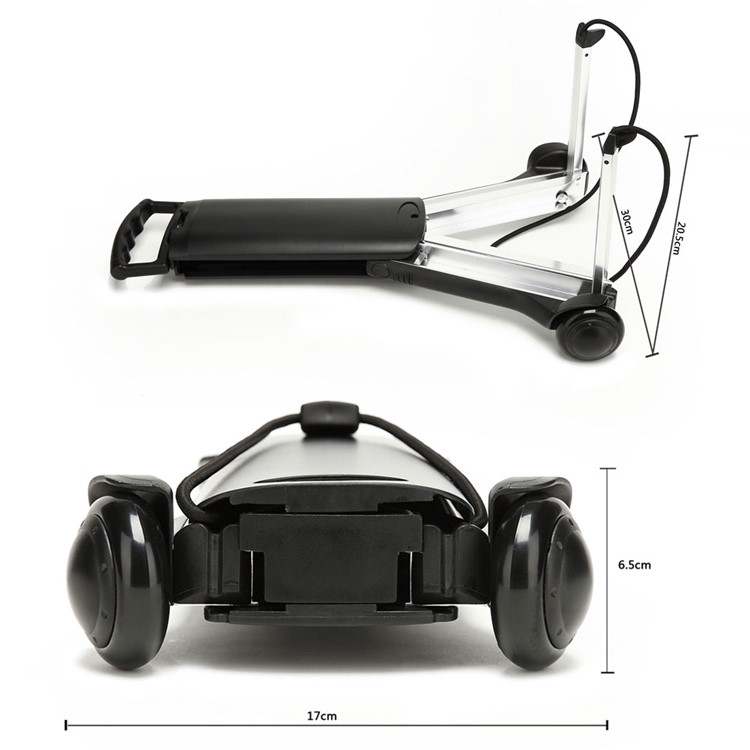 KOROVO Folding Shopping Luggage Cart Trolley Retractable Aluminum Alloy Bike Trailer (JX830A) - Black-4