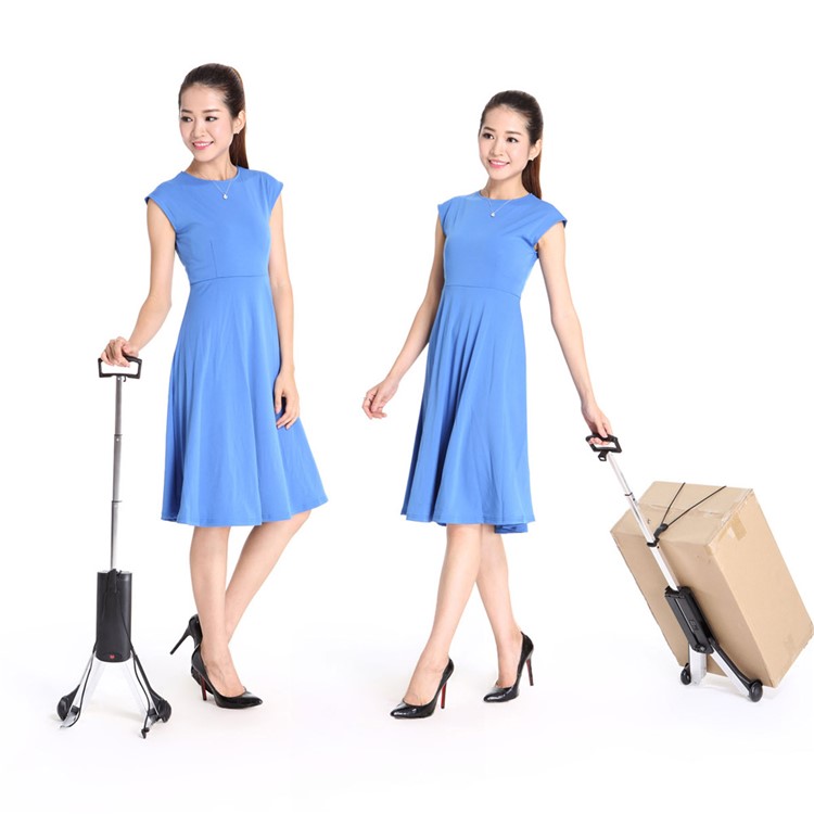 KOROVO Folding Shopping Luggage Cart Trolley Retractable Aluminum Alloy Bike Trailer (JX830A) - Black-6
