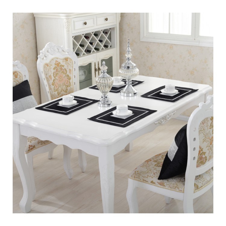2 PCS/Lot High-end Modern Diamonds Decor Polyester Fiber Dining Placemats, Size 30 x 40cm - Black-4