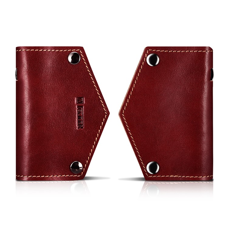 ICARER Vegetable Tanned Leather Key Case - Wine Red-6