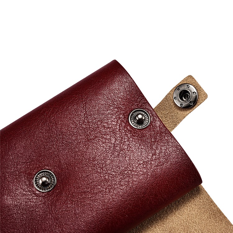 ICARER Vegetable Tanned Leather Credit Card Holder Business Card Wallet - Wine Red-6