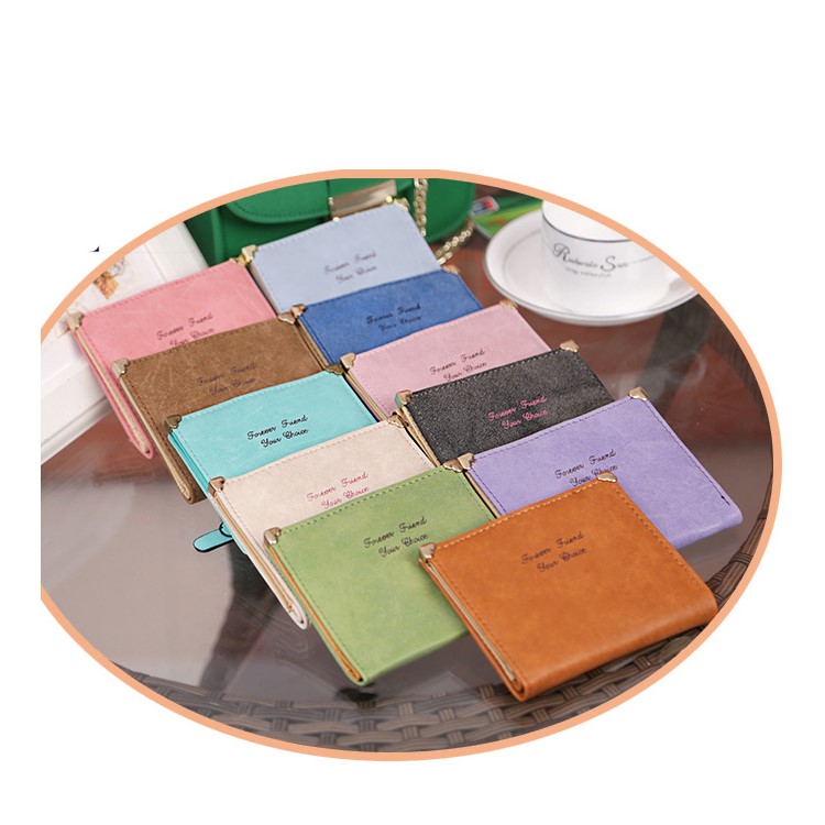 SOMLLOH Retro Matte PU Leather Wallet Small Bi-fold Card Holder for Women - Black-3