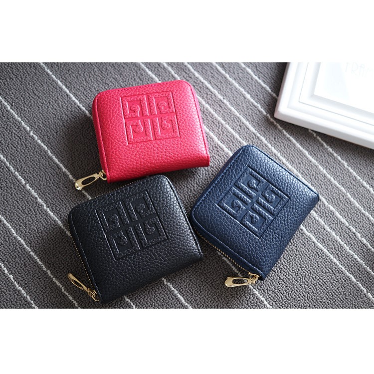 SOMLLOH Litchi Texture Leather Small Zipper Wallet Credit Card Purse - Black-16