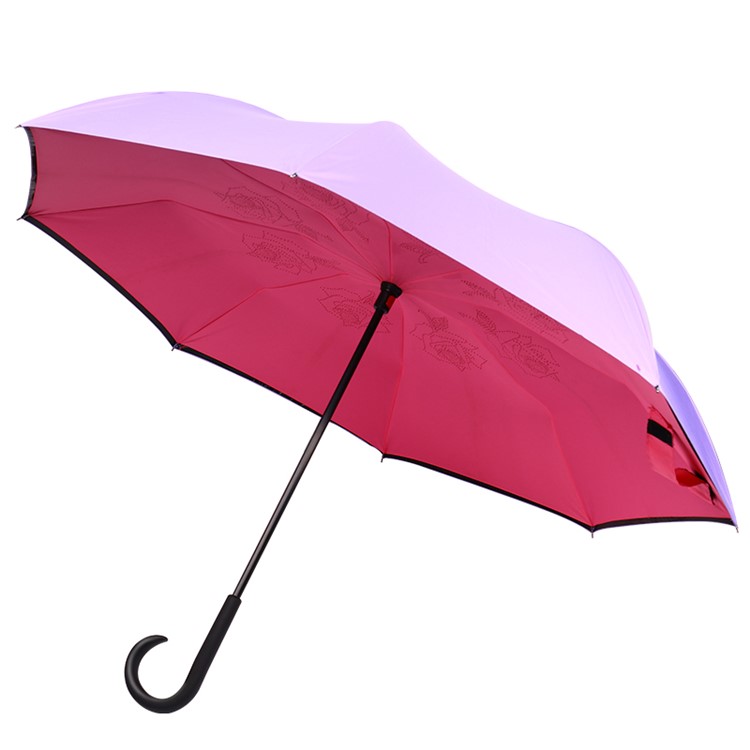 JOYROOM CY144 Reverse Folding Inverted Umbrella Rain Protection - Pink-1