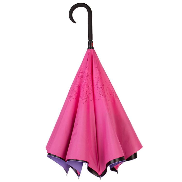 JOYROOM CY144 Reverse Folding Inverted Umbrella Rain Protection - Pink-4