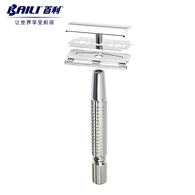BAILI Men's Classic Shaving Razor Butterfly Opening Safety Razor with Blade (BT131)-4