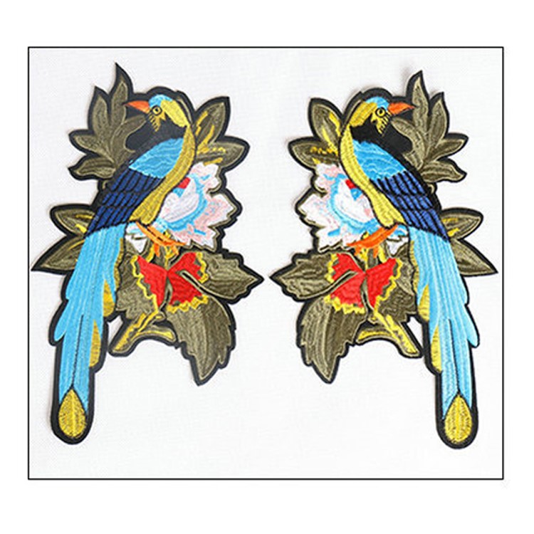 2PCS/Lot Bird and Flower Embroidered Iron on Applique Patches-5