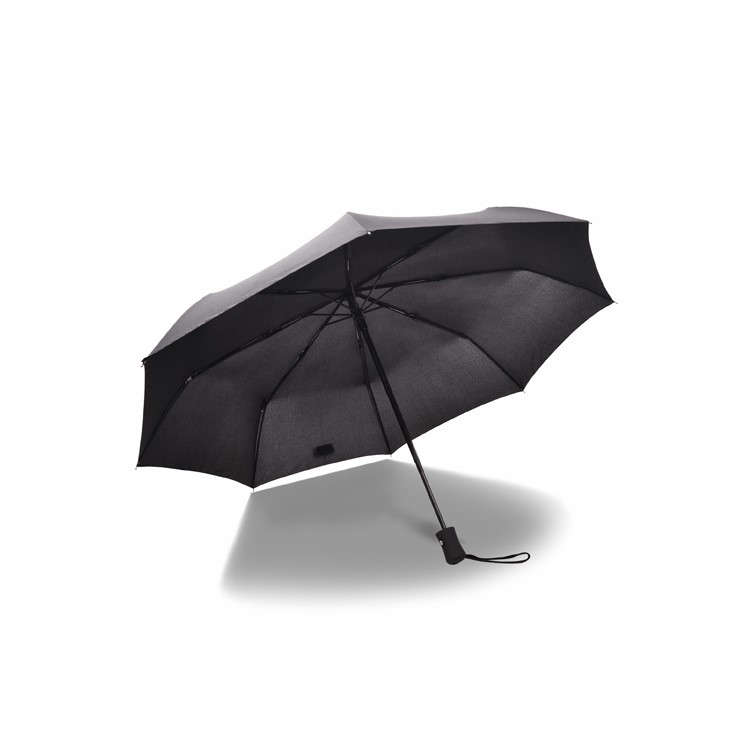 Lightweight 8 Ribs One Button Automatic Folding Umbrella for Men and Women - Black-1