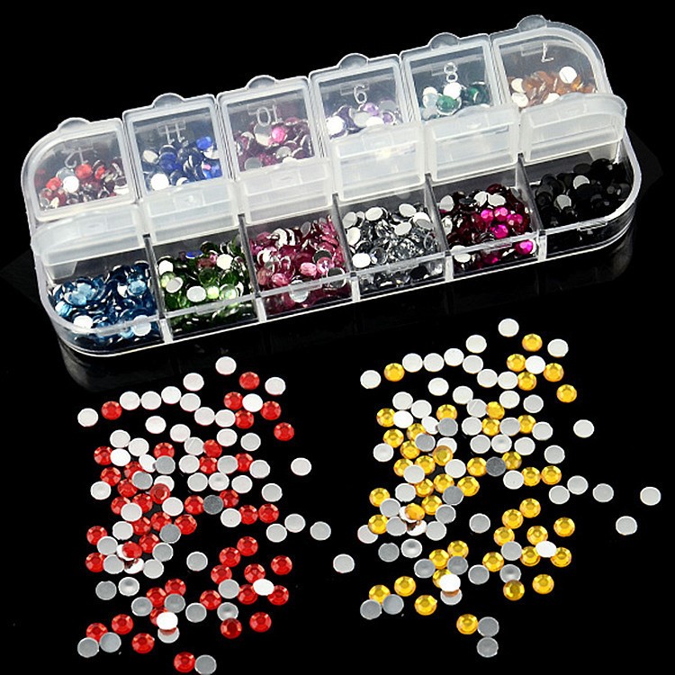 1.5mm 12 Colors DIY Nail Art Decorations Nail Stone Rhinestones Set-1
