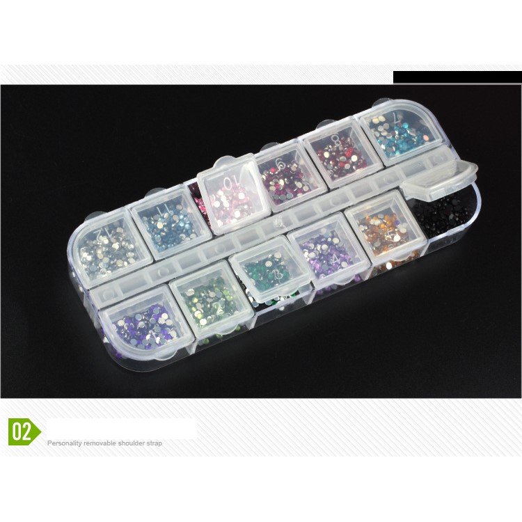 1.5mm 12 Colors DIY Nail Art Decorations Nail Stone Rhinestones Set-3