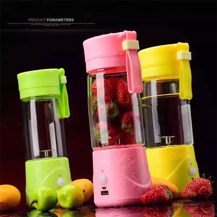 Mini Electric Fruit Juicer Cup 380ML USB Rechargeable Blender Cellphone Charger - Yellow-2