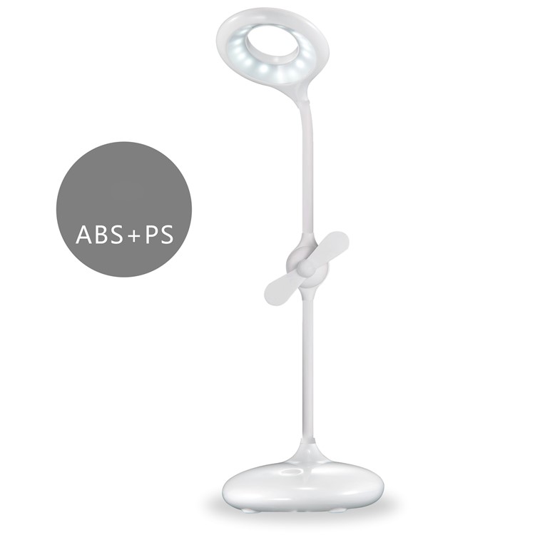 Eye Protection Dimmable LED Desk Lamp 360 Degree Rotary Table Lamp with Min Fan - White-11