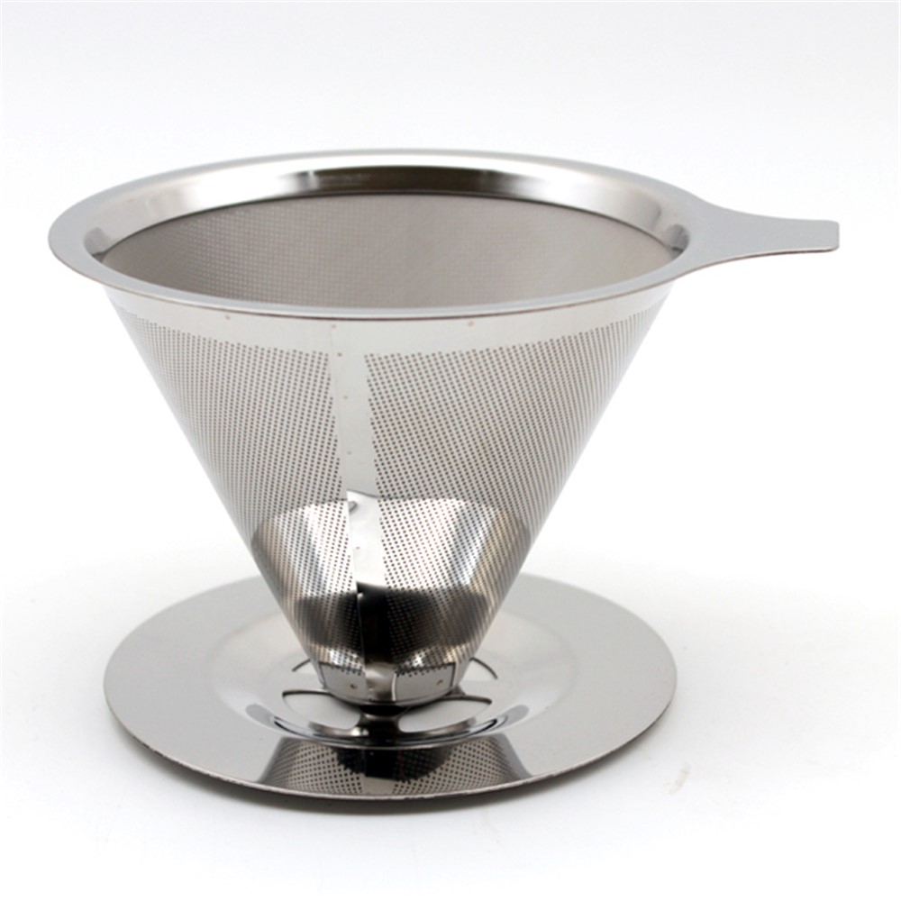 Stainless Steel Pour Over Coffee Cone Dripper, Diameter: 99mm-1