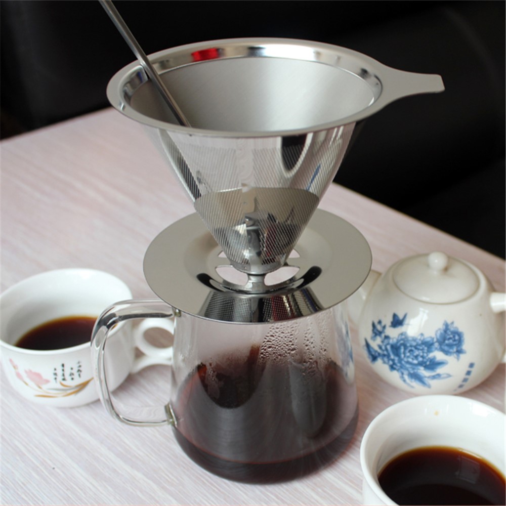 Stainless Steel Pour Over Coffee Cone Dripper, Diameter: 99mm-8