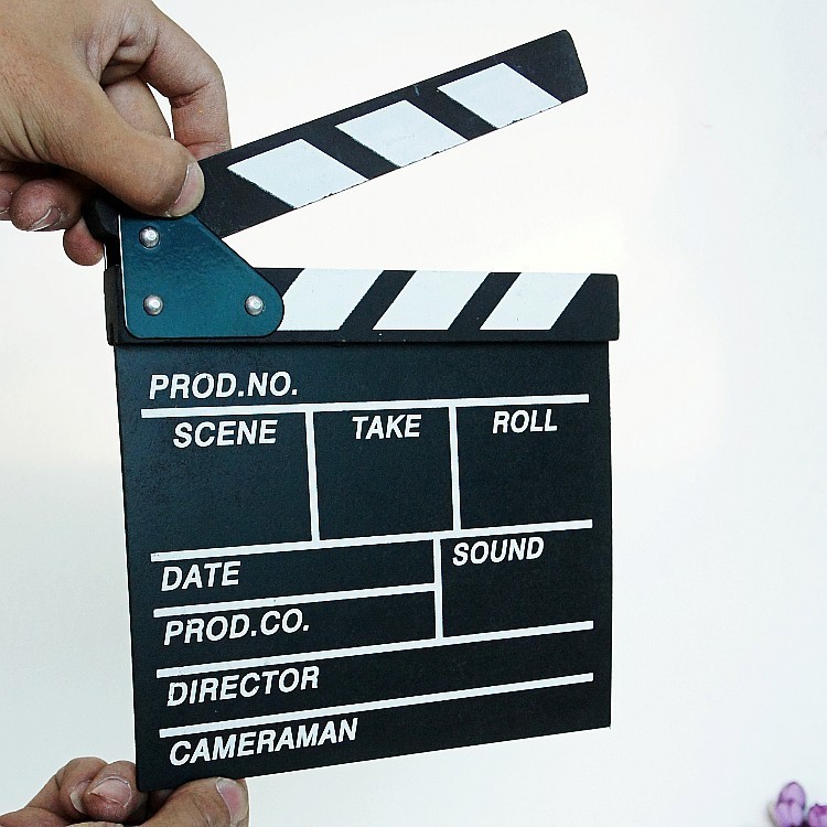 Wooden Director Film Movie Slateboard Clapper Board, Size: 30 x 27cm - Black-3