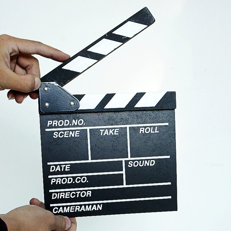 Wooden Director Film Movie Slateboard Clapper Board, Size: 30 x 27cm - Black-4