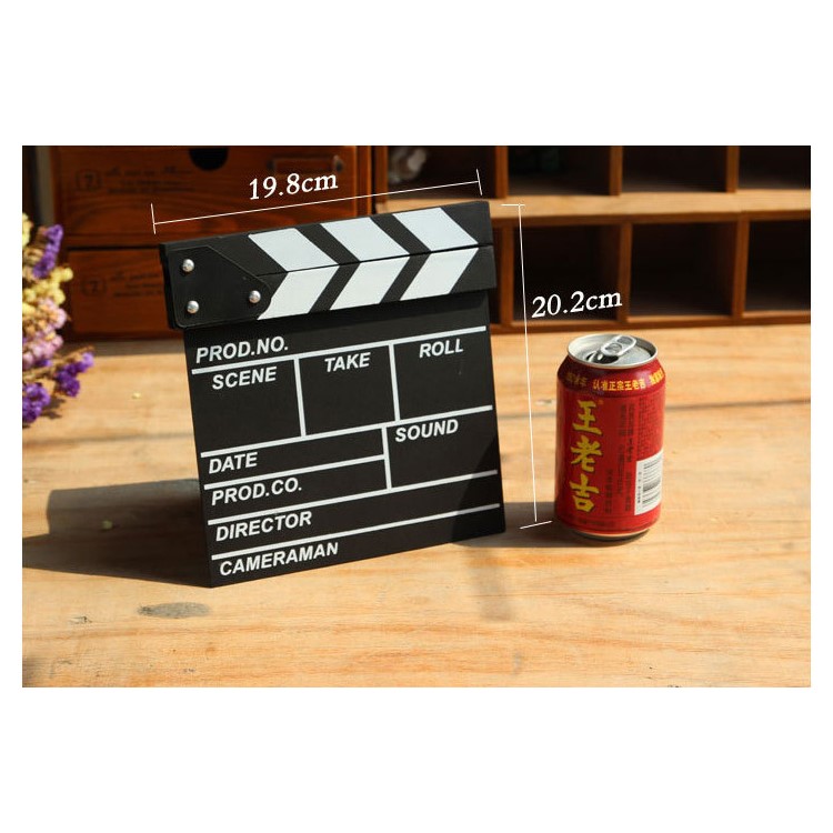 Wooden Director Film Movie Slateboard Clapper Board, Size: 30 x 27cm - Black-5