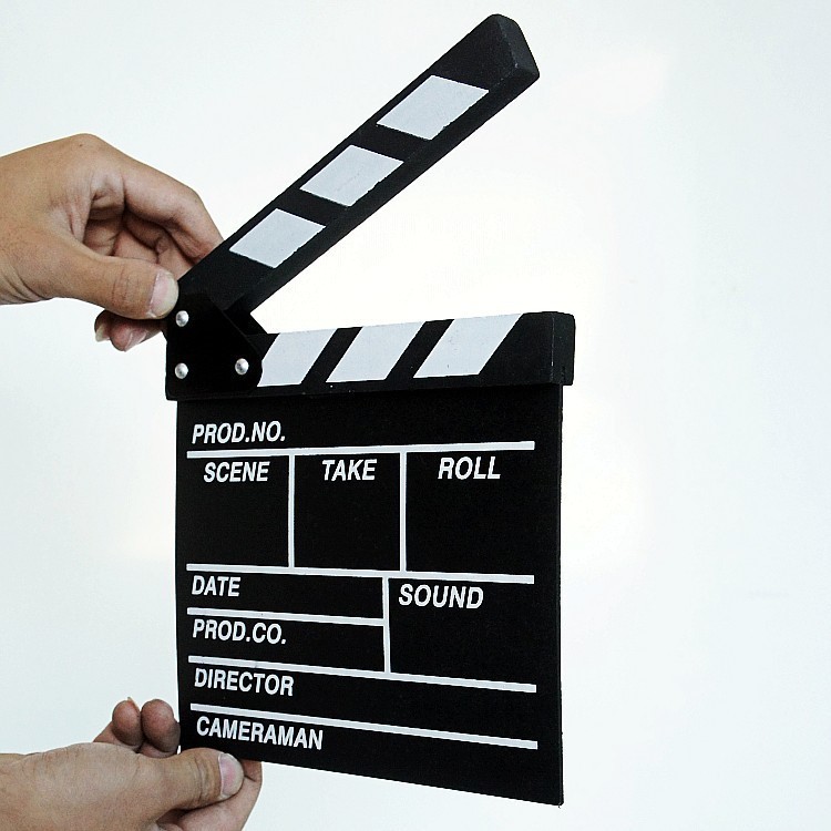 Wooden Director Film Movie Slateboard Clapper Board, Size: 30 x 27cm - Black-7
