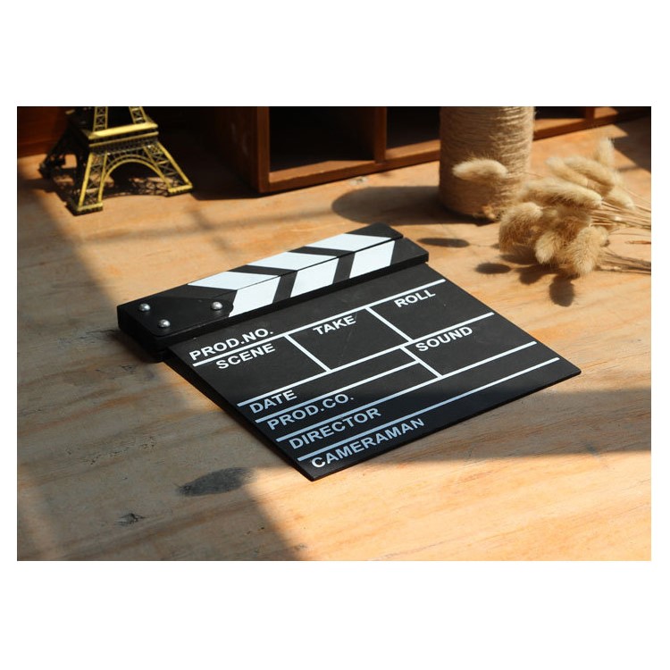 Wooden Director Film Movie Slateboard Clapper Board, Size: 30 x 27cm - Black-8