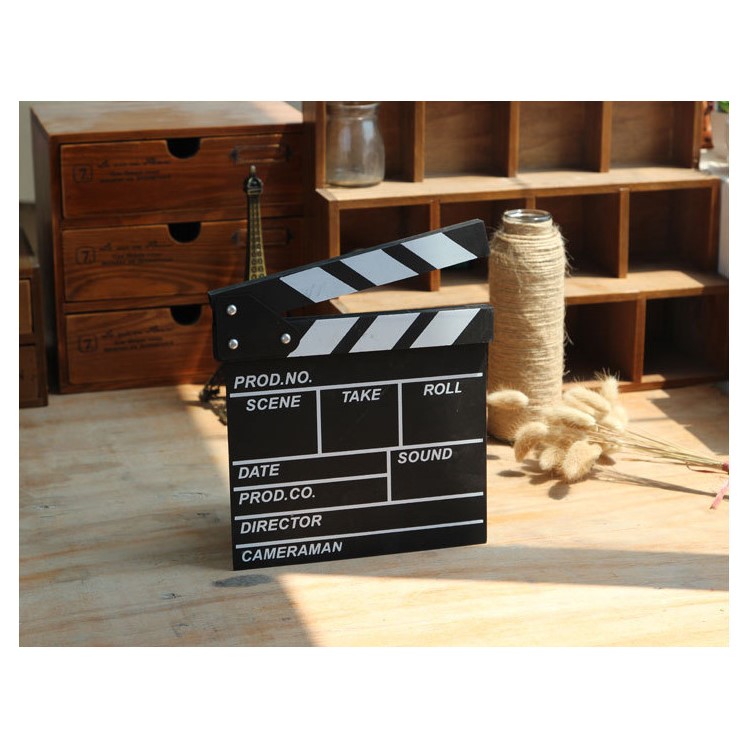 Wooden Director Film Movie Slateboard Clapper Board, Size: 30 x 27cm - Black-9