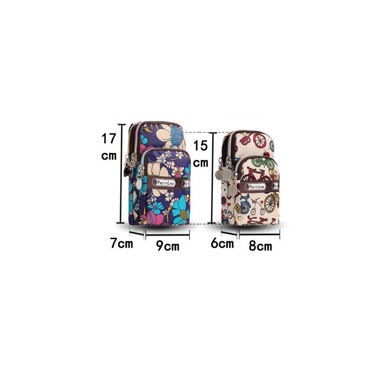 Waterproof Sports Oxford Cloth Wrist Bag Shoulder Handbag for 5.5-inch Smartphone - Colorized Flowers-2