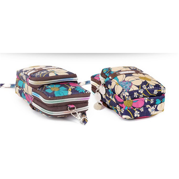 Waterproof Sports Oxford Cloth Wrist Bag Shoulder Handbag for 5.5-inch Smartphone - Colorized Flowers-4