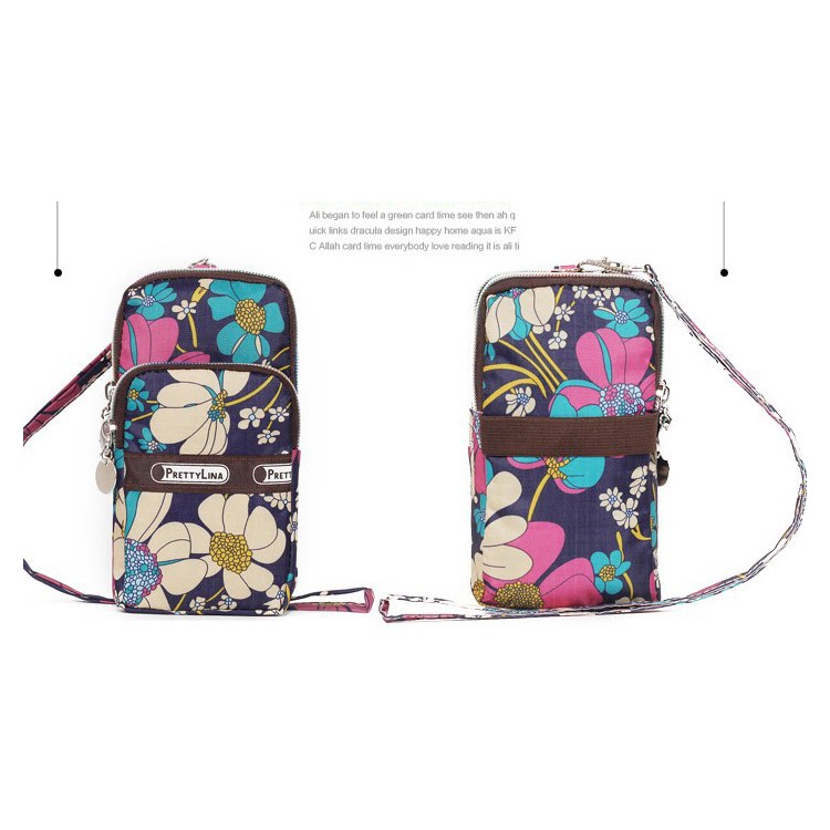 Waterproof Sports Oxford Cloth Wrist Bag Shoulder Handbag for 5.5-inch Smartphone - Colorized Flowers-5