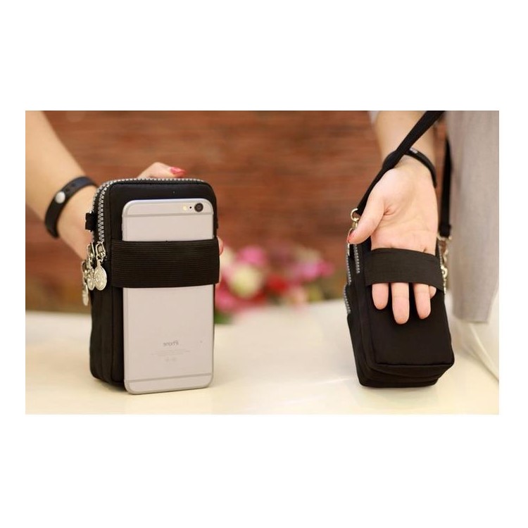 Bolso Del Hombro Del Bolso Impermeable De La Muñeca De Los Deportes Para El Teléfono Inteligente De 5.5 Pulgadas - Negro-3