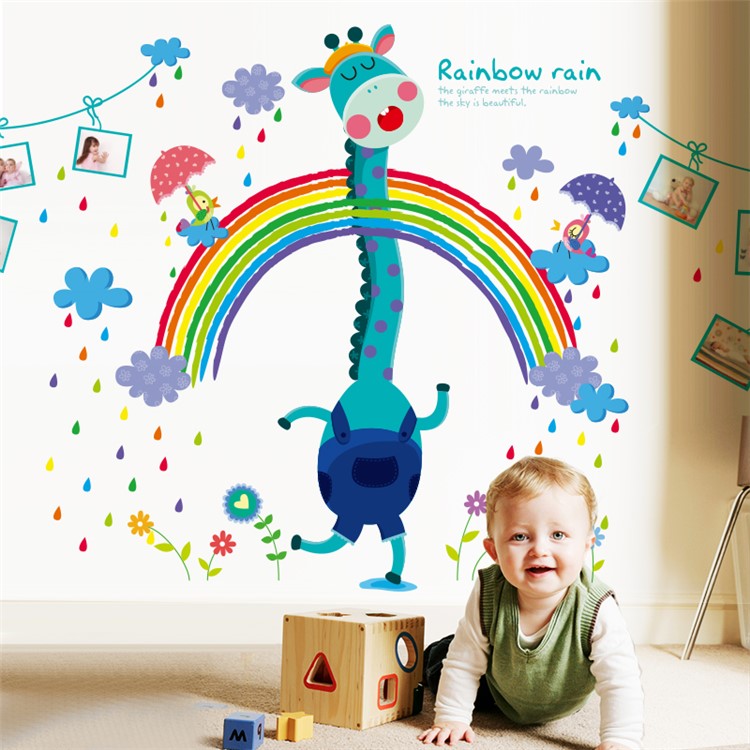 Cartoon Giraffe Rainbow Bedroom Wall Decal Sticker Removable Home Decoration Sticker, Size: 60 x 90cm-2