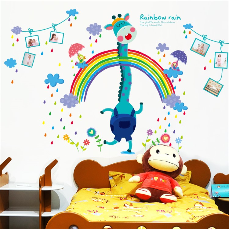 Cartoon Giraffe Rainbow Bedroom Wall Decal Sticker Removable Home Decoration Sticker, Size: 60 x 90cm-4