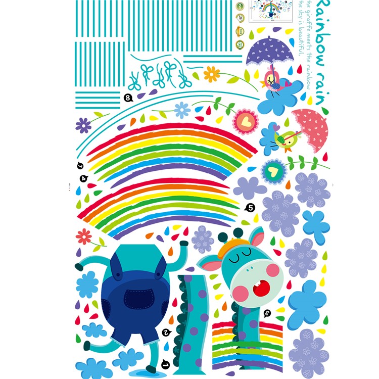Cartoon Giraffe Rainbow Bedroom Wall Decal Sticker Removable Home Decoration Sticker, Size: 60 x 90cm-6