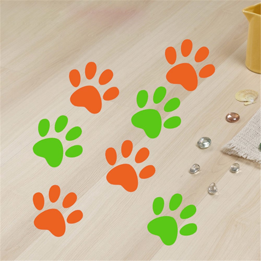 24Pcs/Set Paw Prints Peel and Stick Wall Decals for Kindergarten Classroom, Home Decor - Black-2