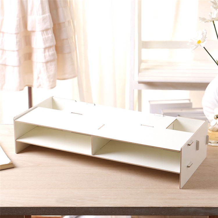 Cosmetics Makeup Organizer Drawer Style Wood Box - White-1