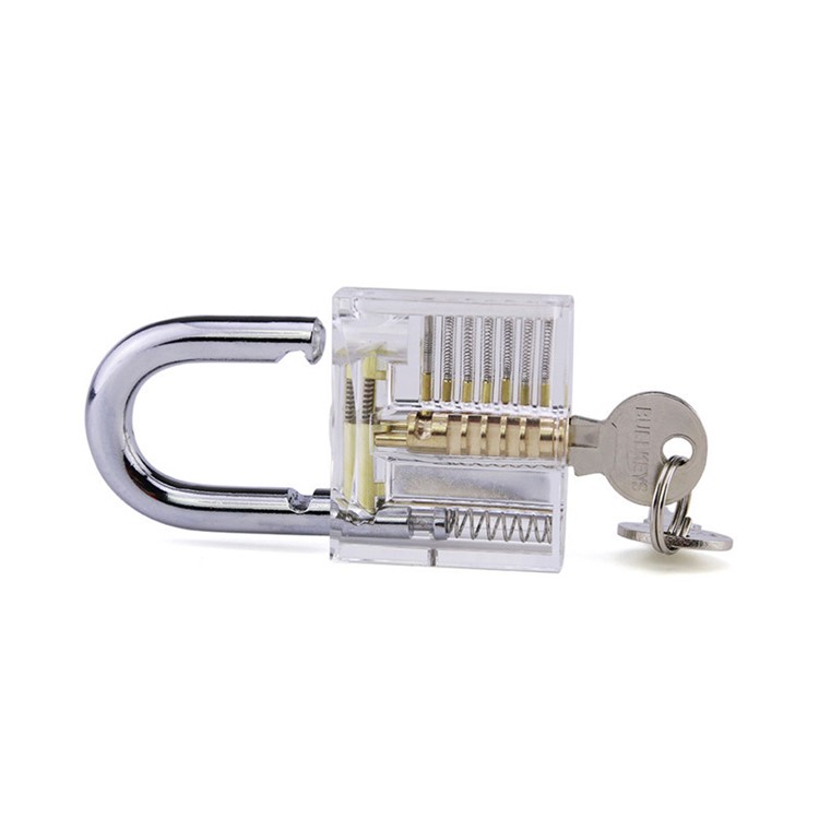 Professional Transparent Practice Lock Padlock Set for Locksmith Lock Beginners-2