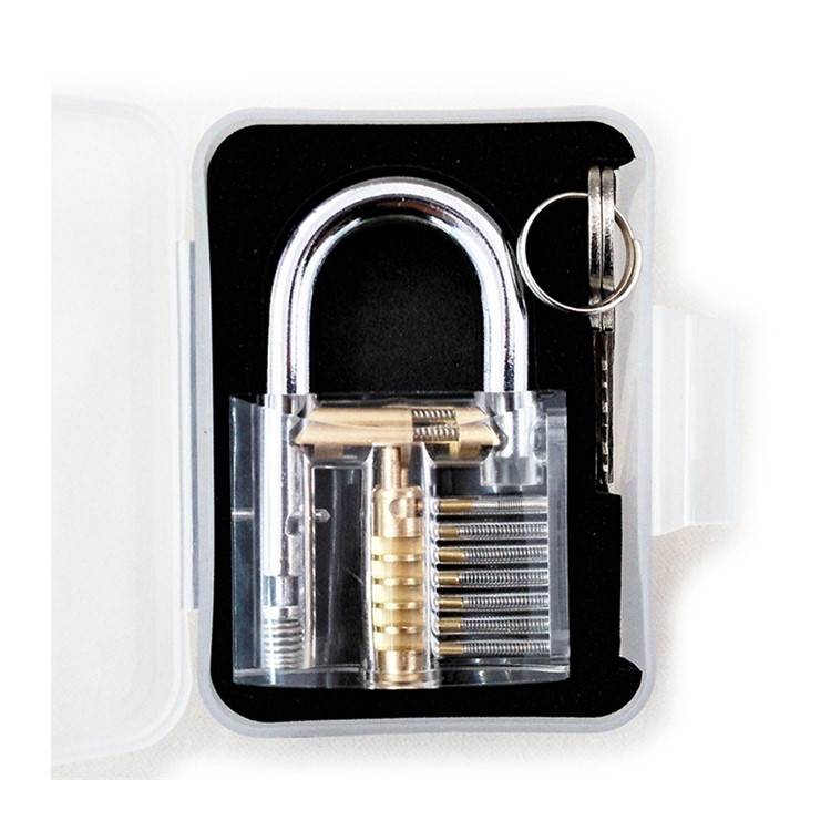Professional Transparent Practice Lock Padlock Set for Locksmith Lock Beginners-4