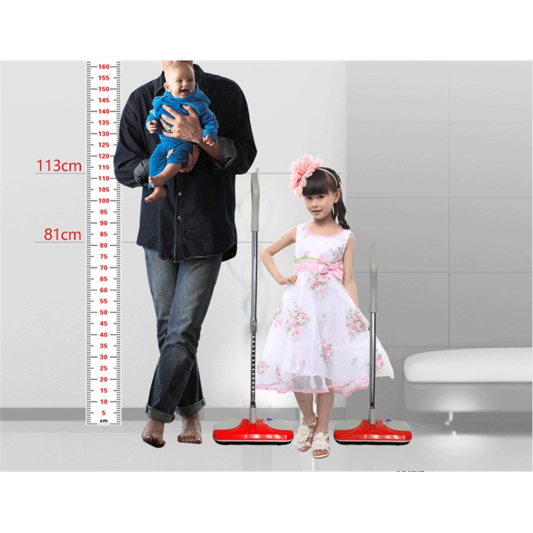 Household Hand Push Extendable Cordless Electric Sweeper Broom - Red / EU Plug-6