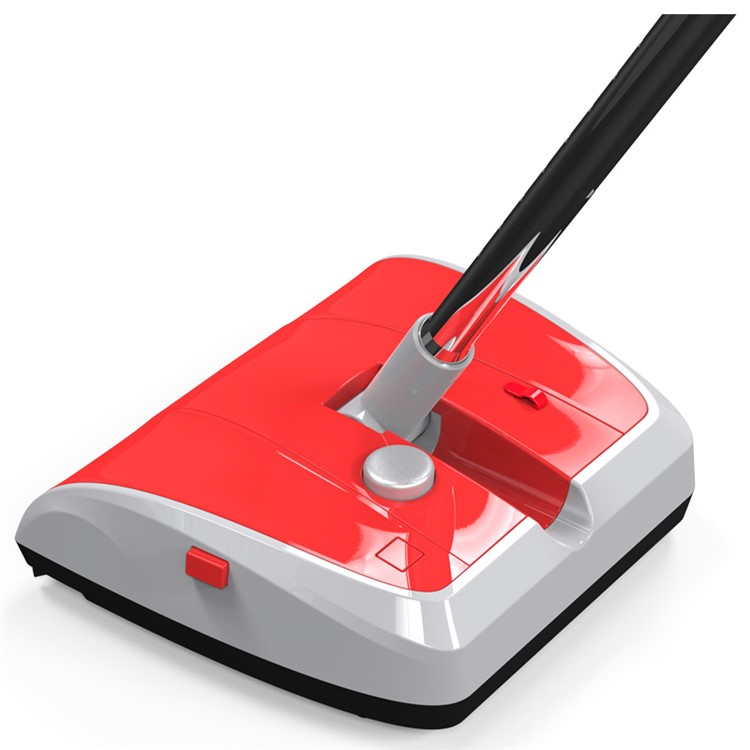Household Hand Push Extendable Cordless Two-wheeled Electric Sweeper Broom - Red / EU Plug-3
