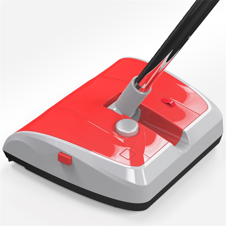 Household Hand Push Extendable Cordless Two-wheeled Electric Sweeper Broom - Red / EU Plug-5