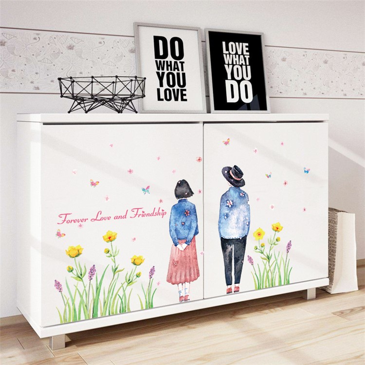 Lovers and Flowers PVC Wall Stickers Removable Living Room Decal, Size: 50 x 70cm-4