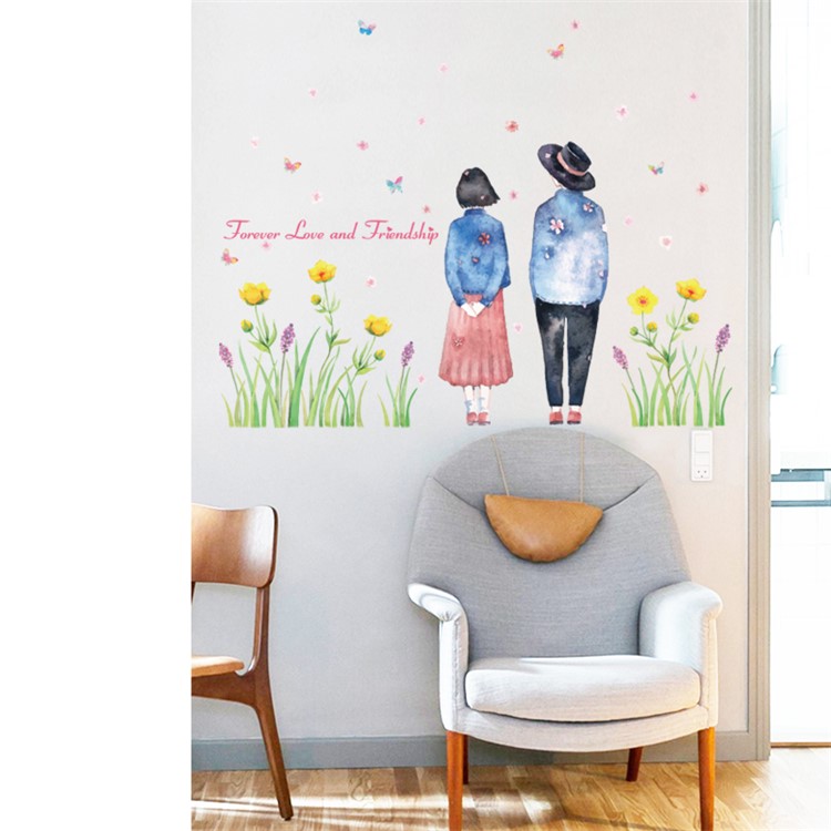 Lovers and Flowers PVC Wall Stickers Removable Living Room Decal, Size: 50 x 70cm-5