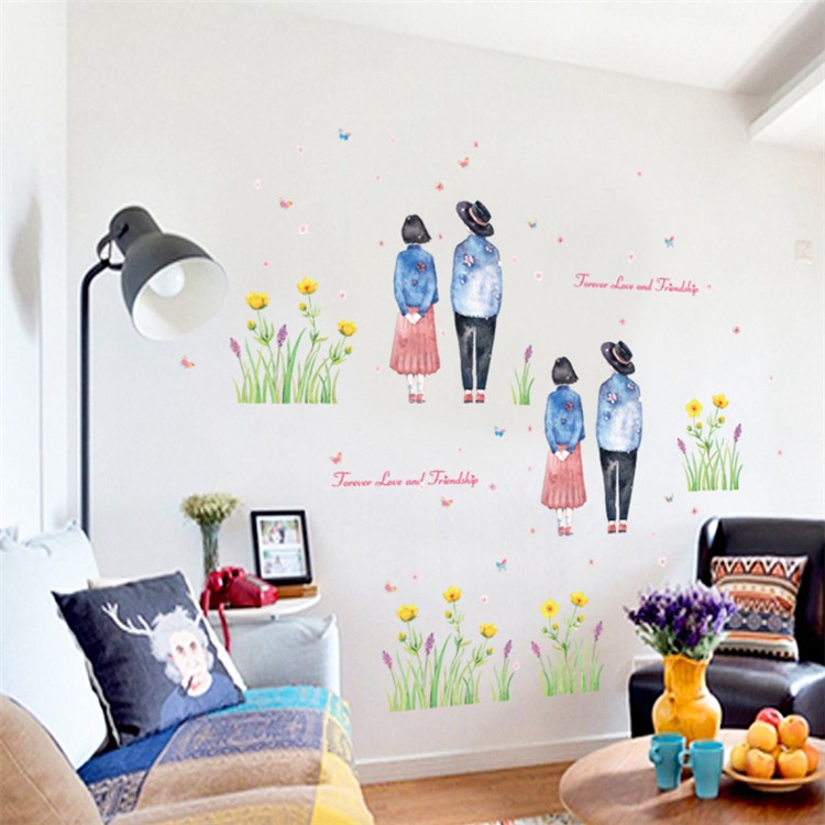 Lovers and Flowers PVC Wall Stickers Removable Living Room Decal, Size: 50 x 70cm-6