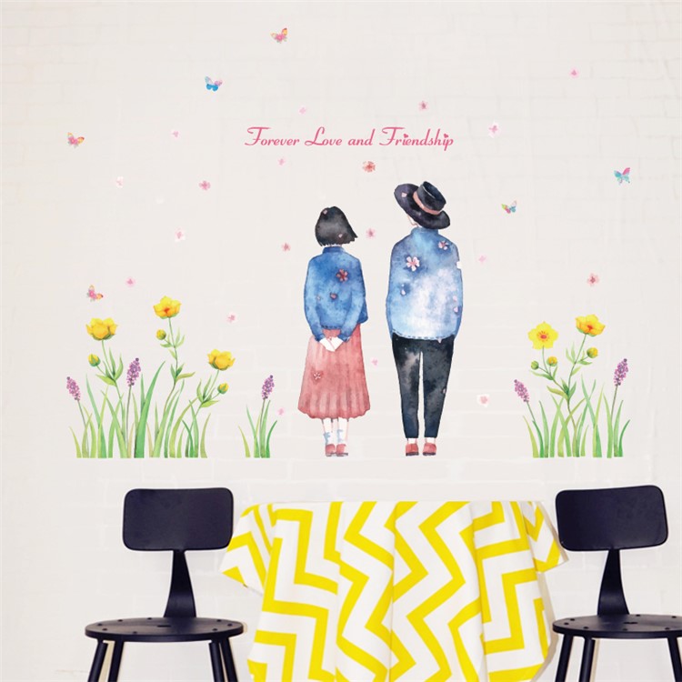 Lovers and Flowers PVC Wall Stickers Removable Living Room Decal, Size: 50 x 70cm-7