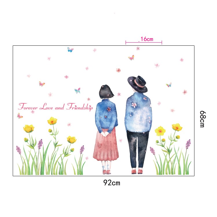 Lovers and Flowers PVC Wall Stickers Removable Living Room Decal, Size: 50 x 70cm-9