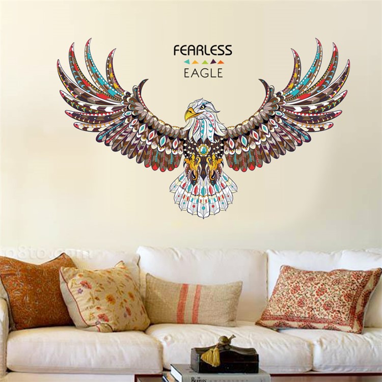 Colorized Eagle Removable Living Room Decal PVC Wall Stickers, Size: 60 x 90cm-1