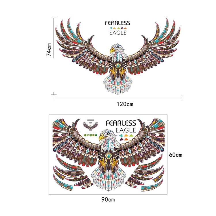 Colorized Eagle Removable Living Room Decal PVC Wall Stickers, Size: 60 x 90cm-10