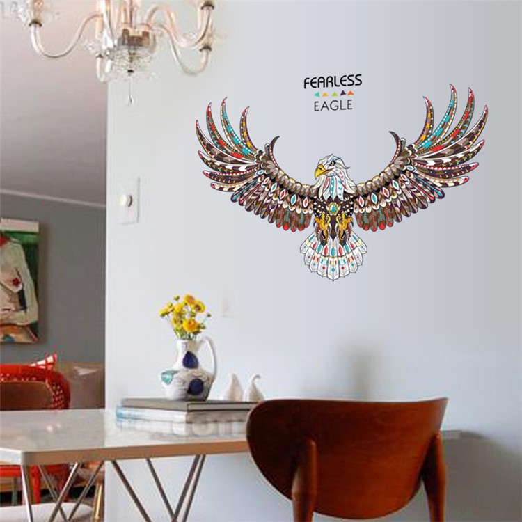 Colorized Eagle Removable Living Room Decal PVC Wall Stickers, Size: 60 x 90cm-2