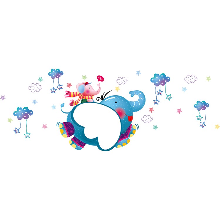 Cartoon Elephant Removable Living Room PVC Decal Wall Stickers, Size: 50 x 70cm-8