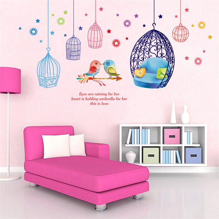 Cages and Birds Removable PVC Wall Stickers Living Room Decal, Size: 50 x 70cm-1